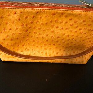 Valentina Golden Ostrich Leather Shoulder bag Purse